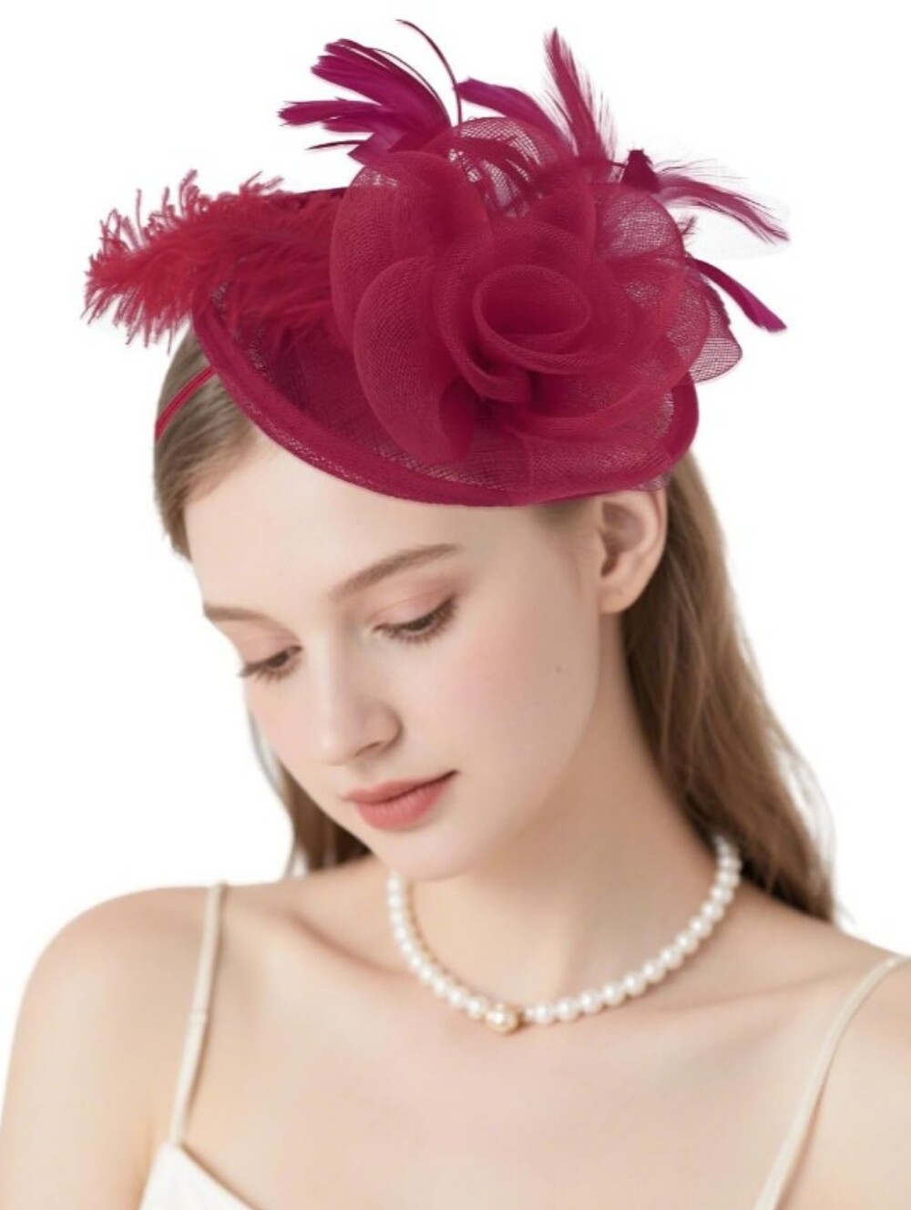 NEW! Gorgeous Burgundy Feather Kentucky Derby Hat